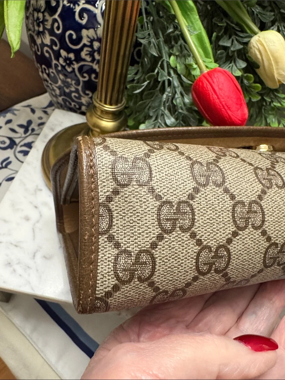 Gucci GG Supreme Sherry Line Clutch with Web Stripe Vintage EUC - Picture 6 of 12
